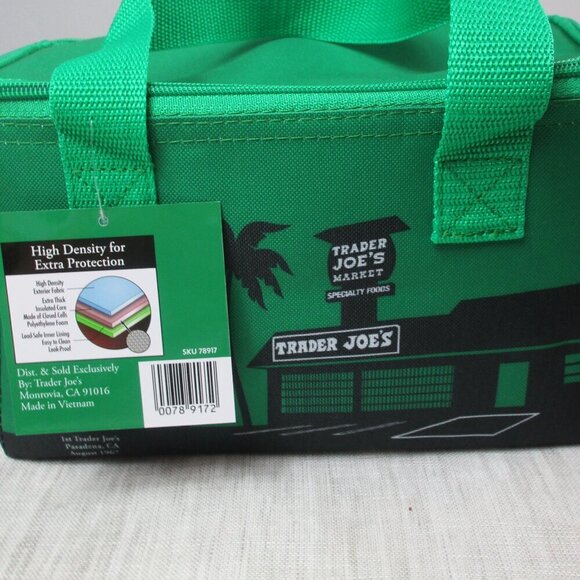 2 x Trader Joe's Mini Insulated Cooler Tote Bag Large Red and Green 1.5 Gallon - Picture 3 of 9